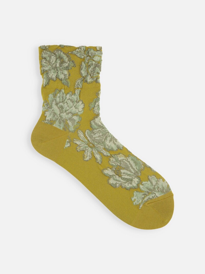 Socquette fleurs en relief