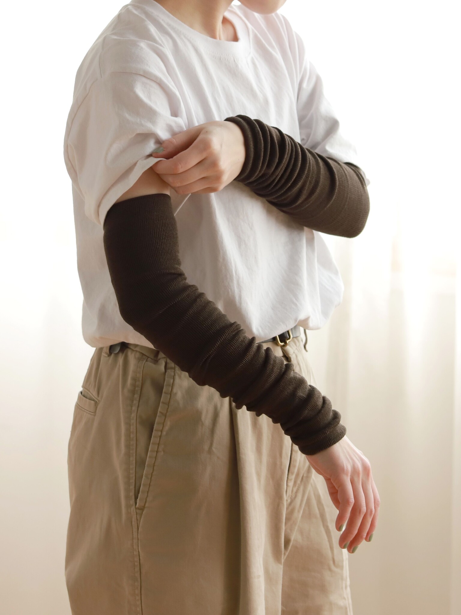 Leggings lunghi in seta a coste fini 47cm