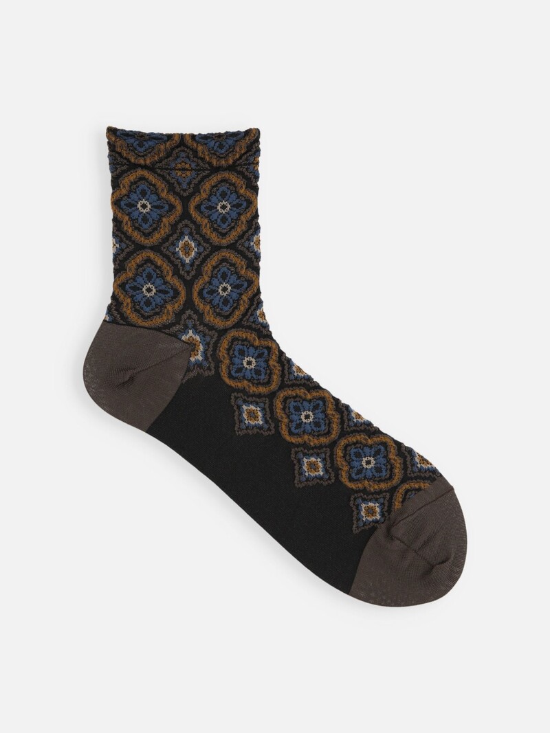 Float Tile Pattern Low Crew Socks