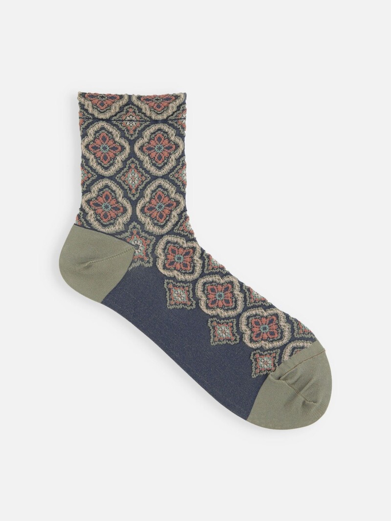 Float Tile Pattern Low Crew Socks