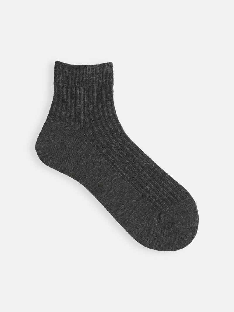 Wool Mixed Ribbed Ankle Socks L