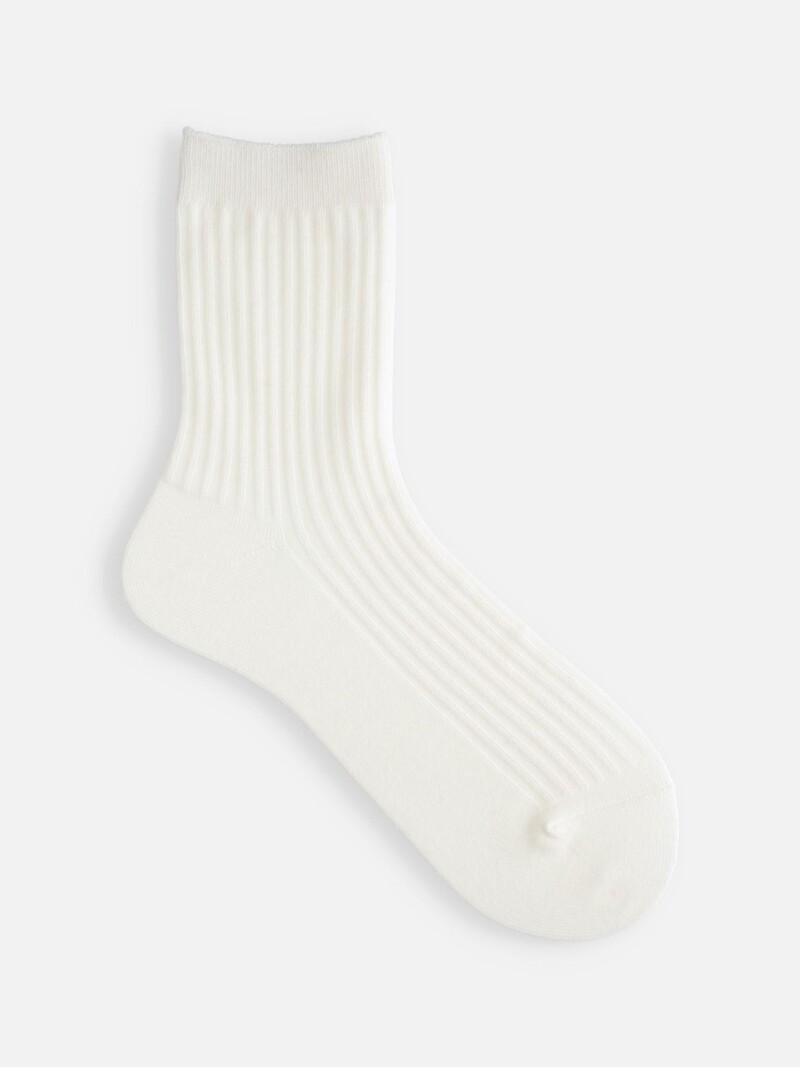 Wool Mixed Ribbed Crew Socks L