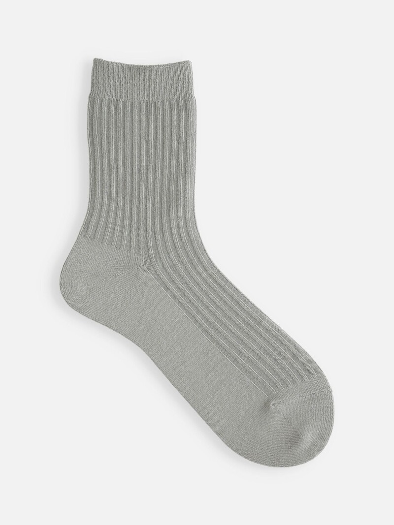 Wool Mixed Ribbed Crew Socks L