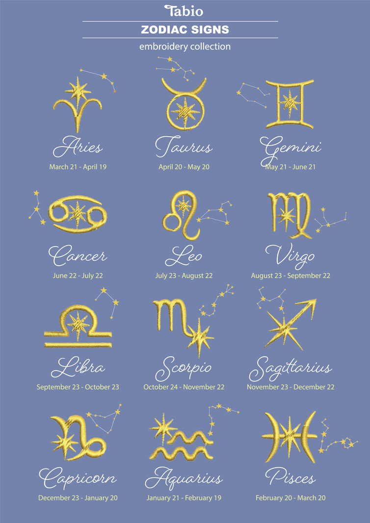 Stickerei Astrologische Zeichen