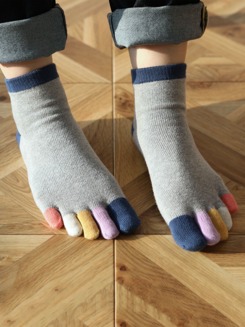 Rainbow 5 Fingers Toe Ankle Socks S