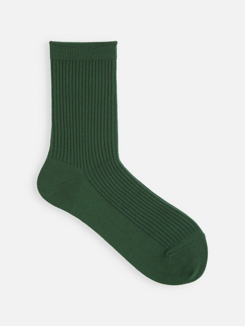 Classic Ribbed Plain Crew Socks M