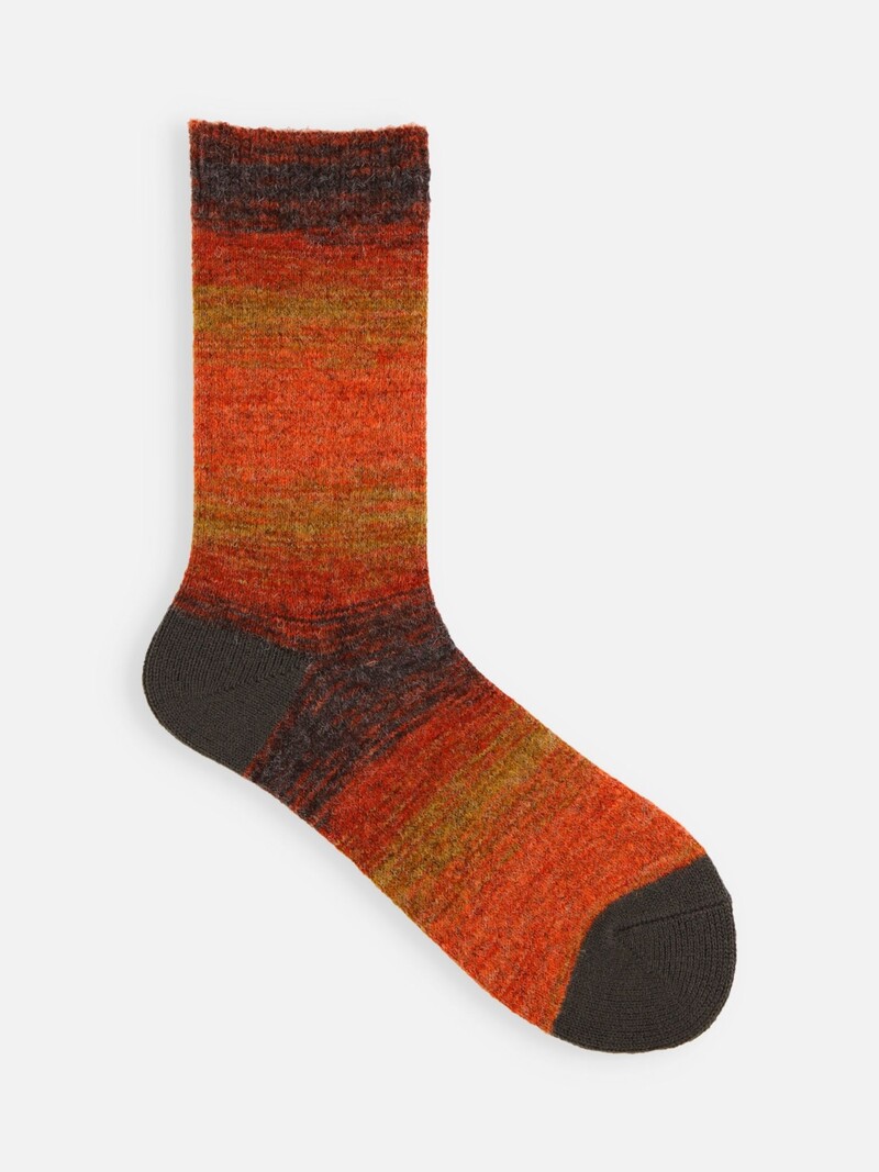 Niedrige Crew-Socken aus Merino-Mix mit Farbverlaufsstreifen