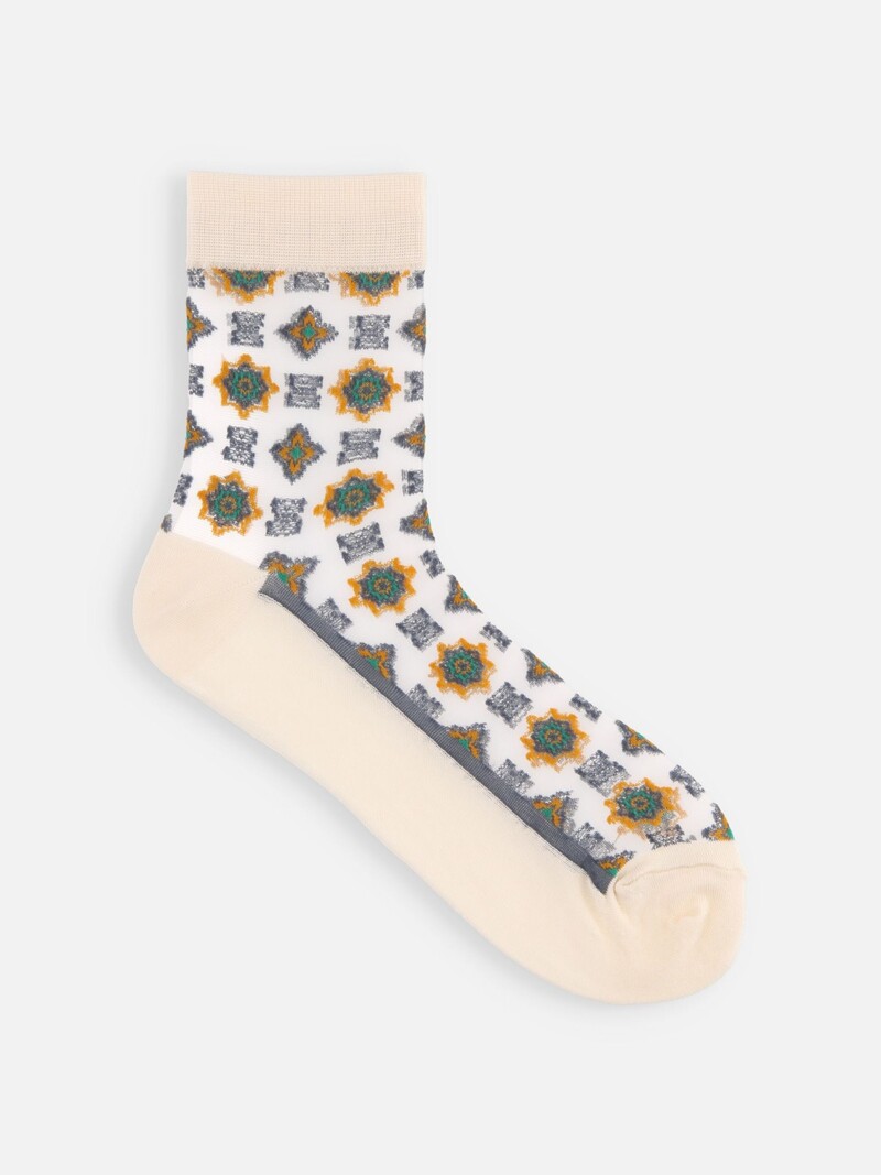 Decorative Pattern Sheer Low Crew Socks