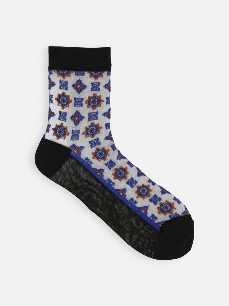 Decorative Pattern Sheer Low Crew Socks