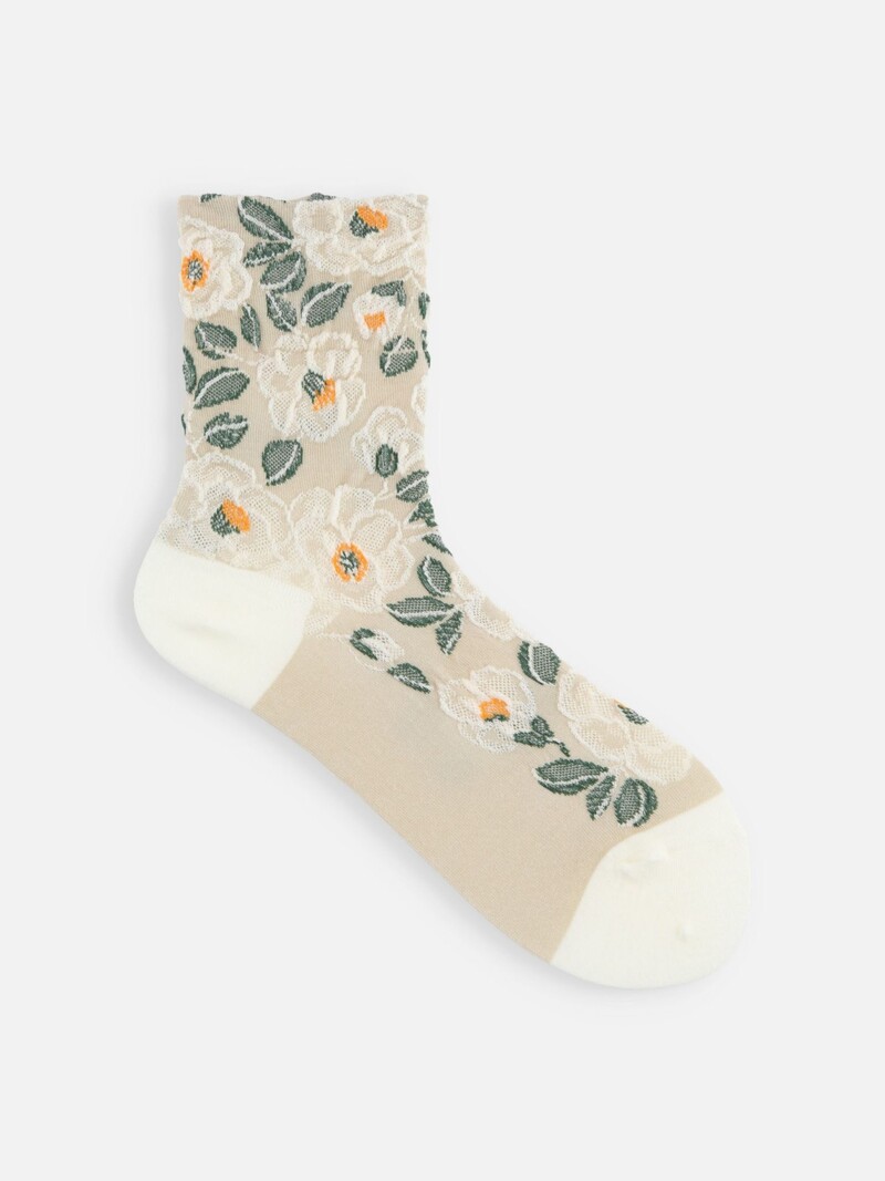 Camellia Float Low Crew-Socken aus Merinowolle