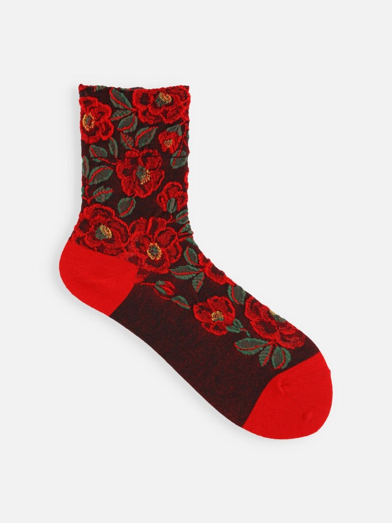 Camellia Float Low Crew-Socken aus Merinowolle