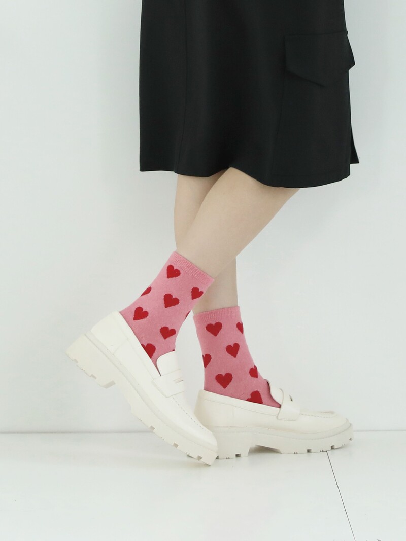 Niedrige Crew-Socken aus Wollmischung mit Herzmuster