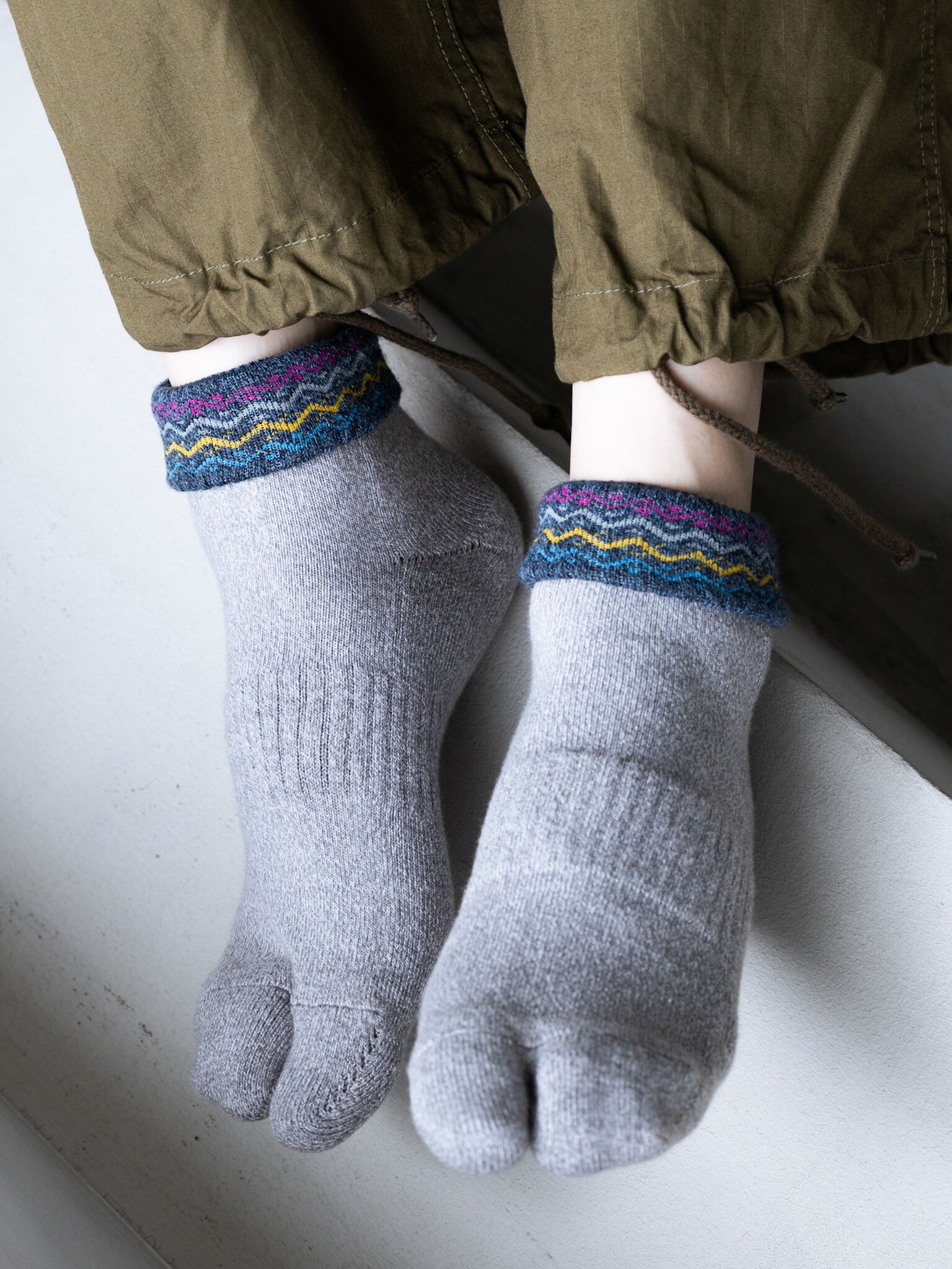 Calzino tabi con polsino ad onda L