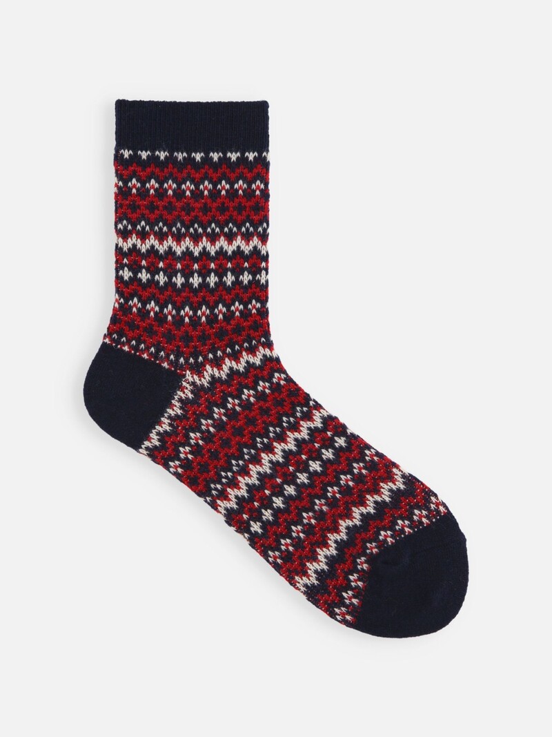 Fair-Isle-Low-Crew-Socken aus Wolle
