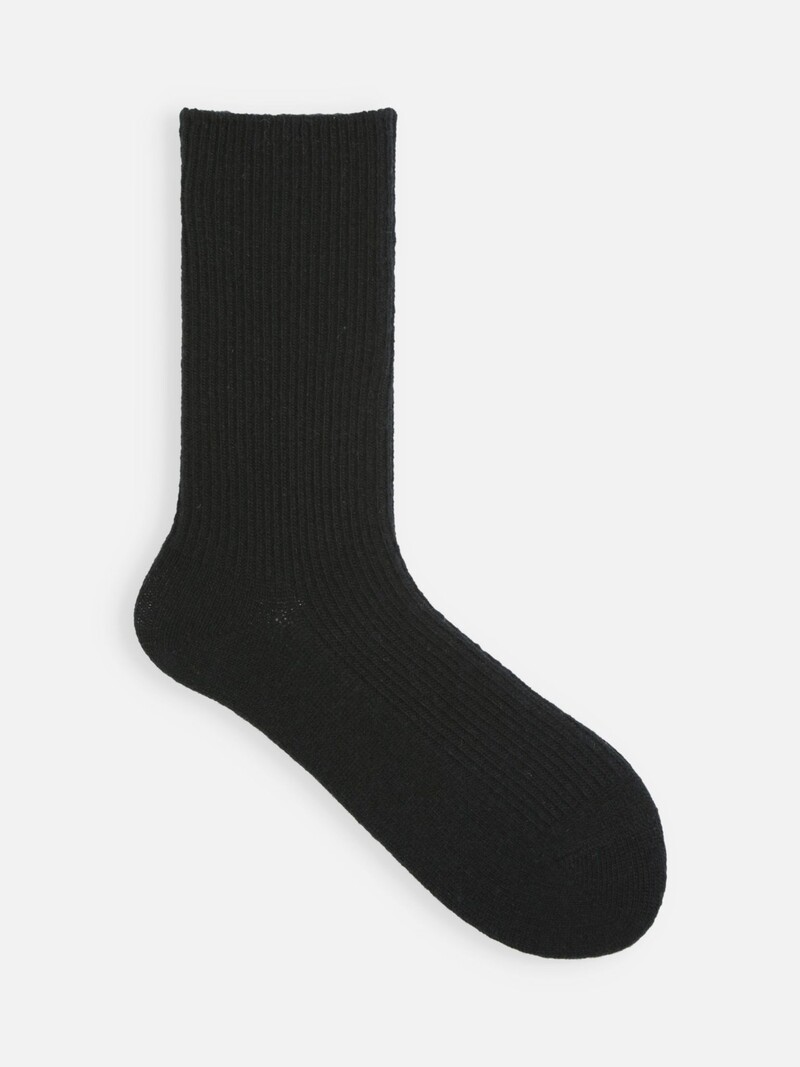 Premium Lambswool Fine Ribbed Crew Socks