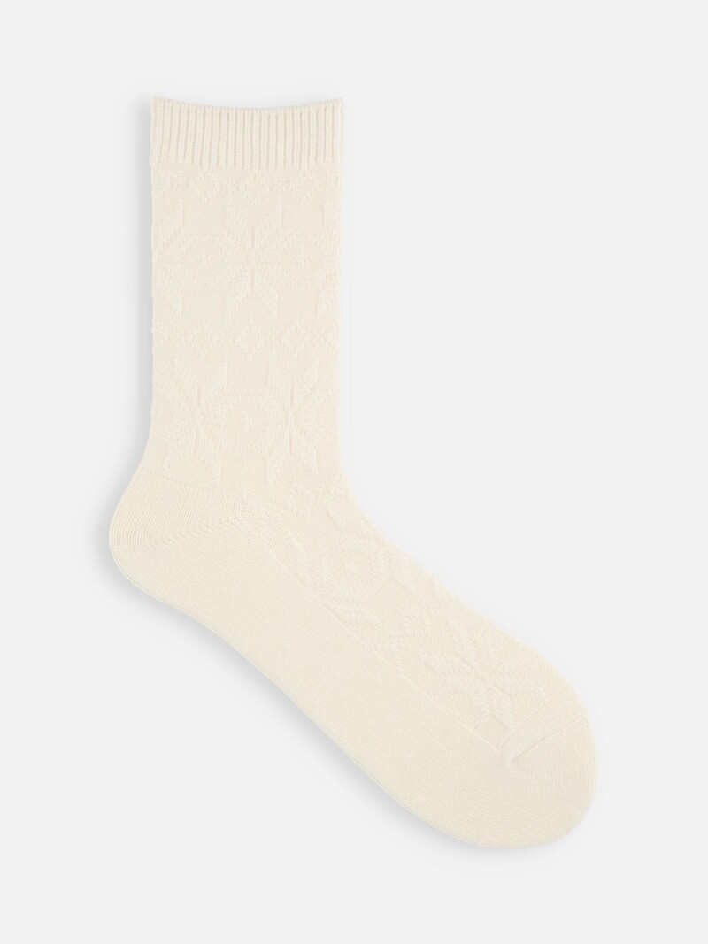 Merino Wool Snowflake Pattern Crew Socks