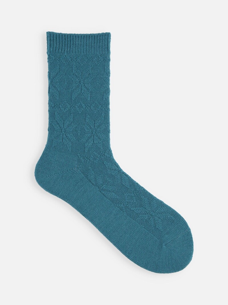 Merino Wool Snowflake Pattern Crew Socks