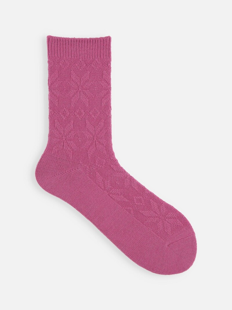 Merino Wool Snowflake Pattern Crew Socks