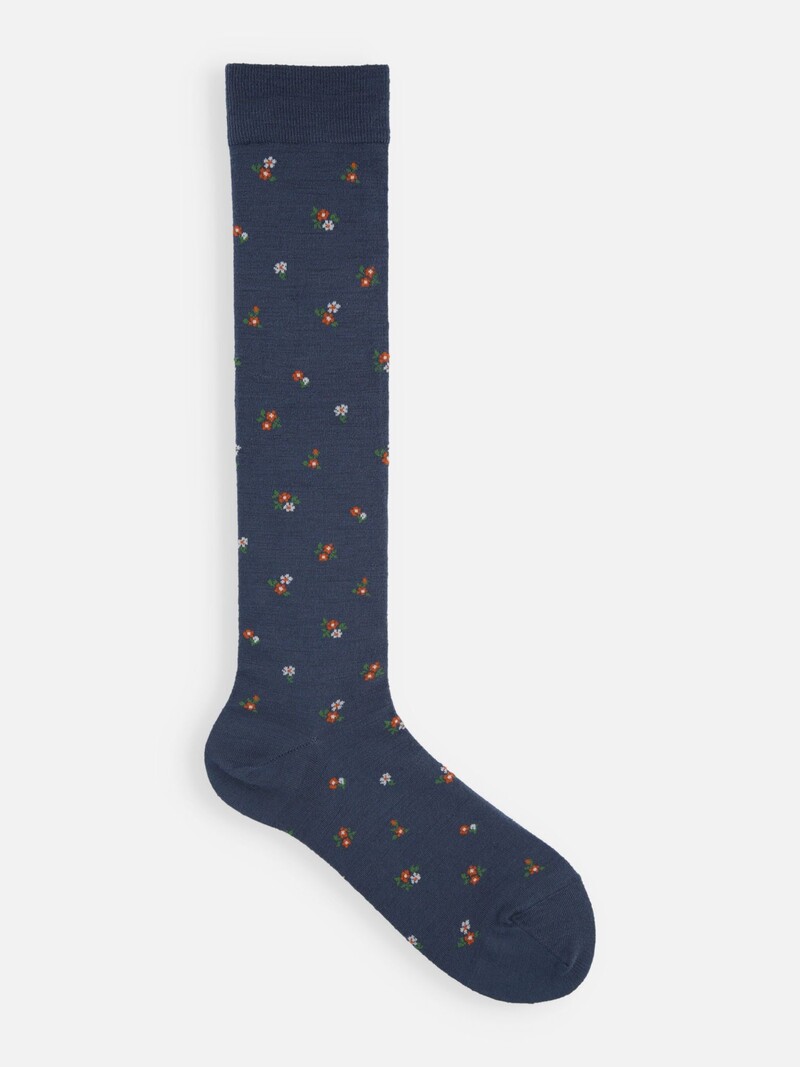 Chaussette haute motif petites fleurs