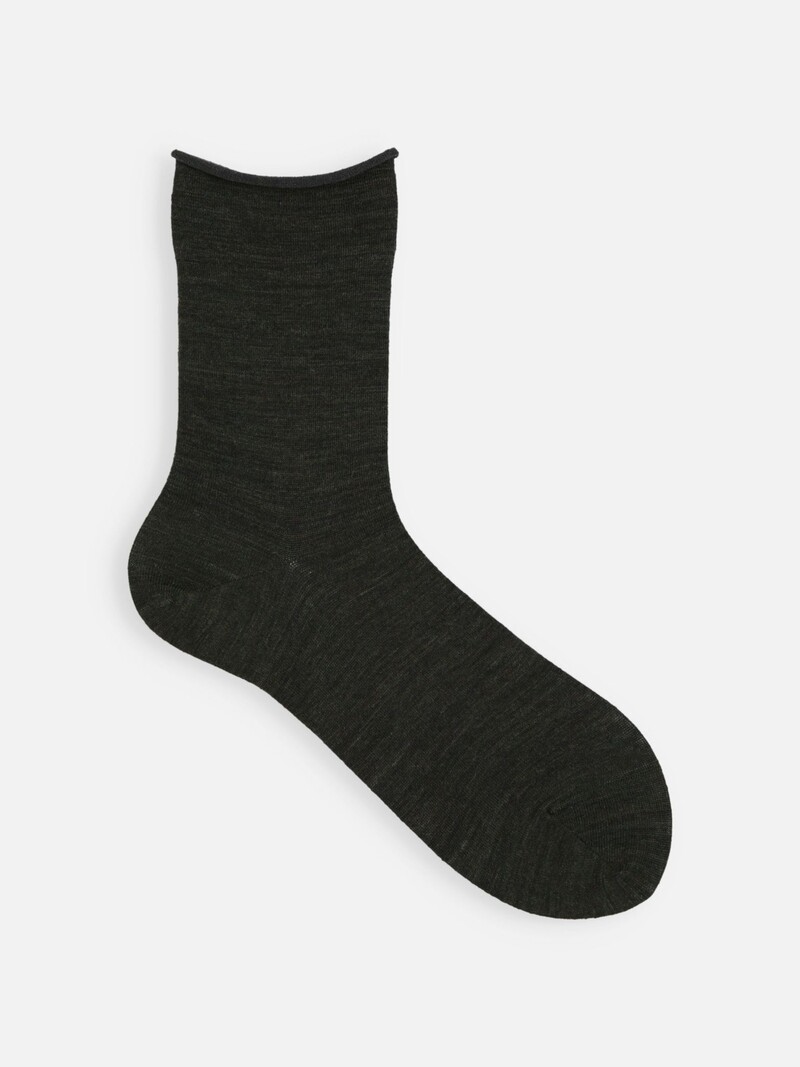Meias finas de lã Merino premium com borda enrolada S