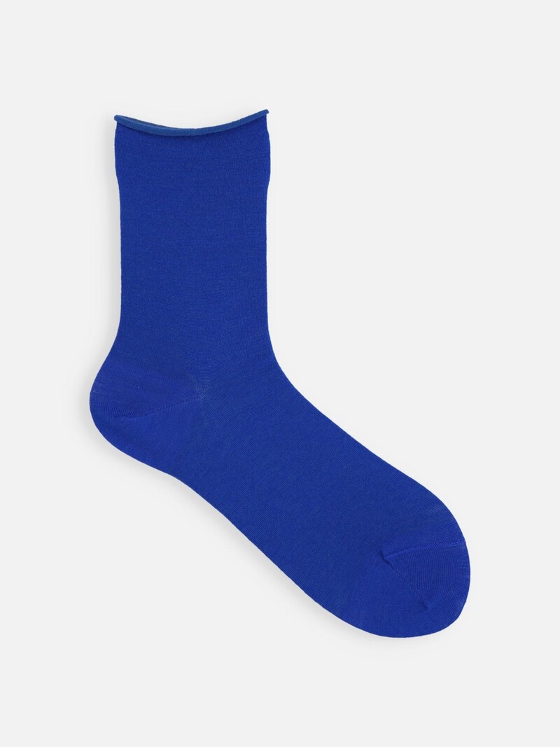 Meias finas de lã Merino premium com borda enrolada S