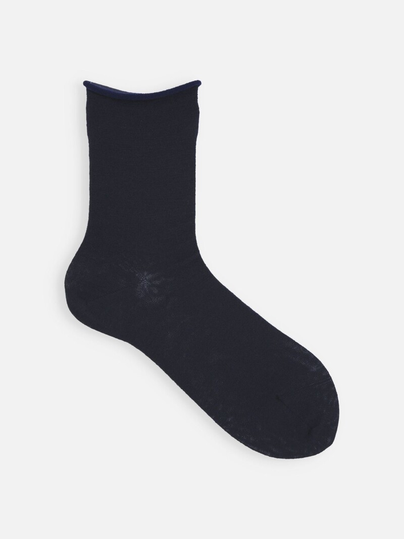 Meias finas de lã Merino premium com borda enrolada S