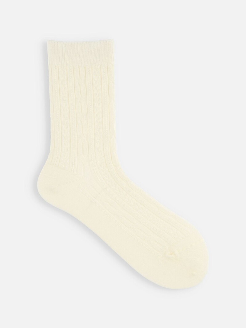 Socquette laine anti-pilling motif torsadé