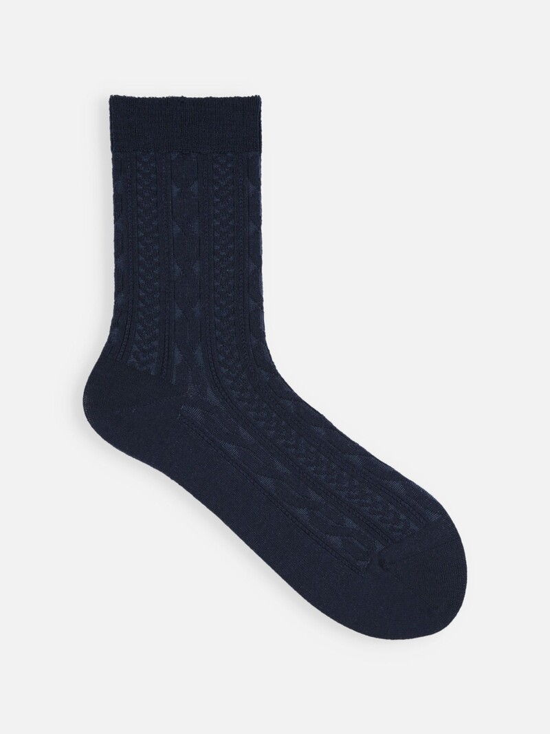 Socquette laine anti-pilling motif torsadé