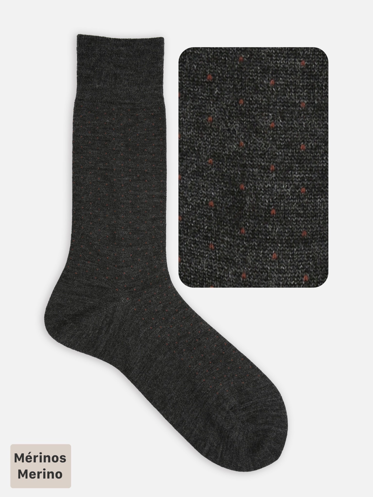 Mi-chaussette pois laine Mérinos M