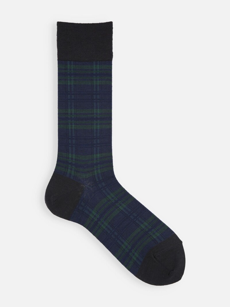 Mi-chaussette laine Mérinos carreaux écossais