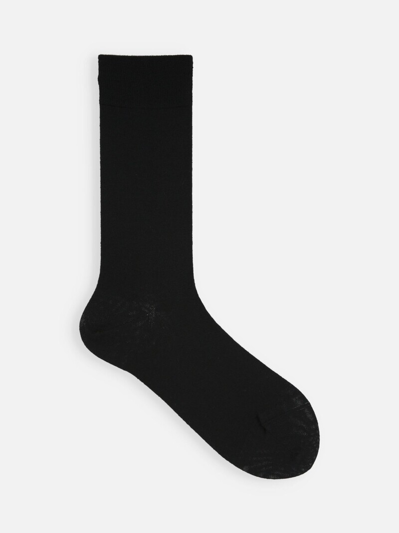 Meias médias de lã merino fina premium em cor lisa