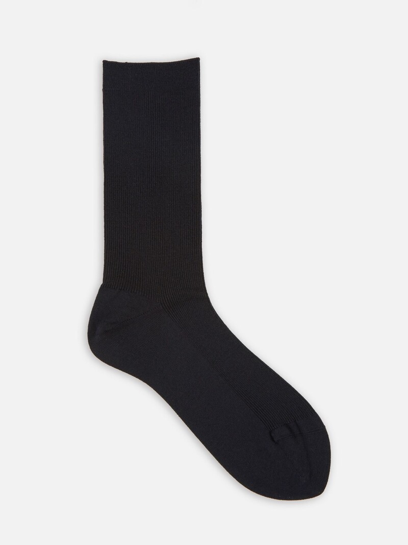 Luxuriöse gerippte Crew-Socken aus Merinowolle S