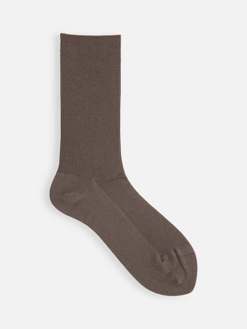 Luxuriöse gerippte Crew-Socken aus Merinowolle S