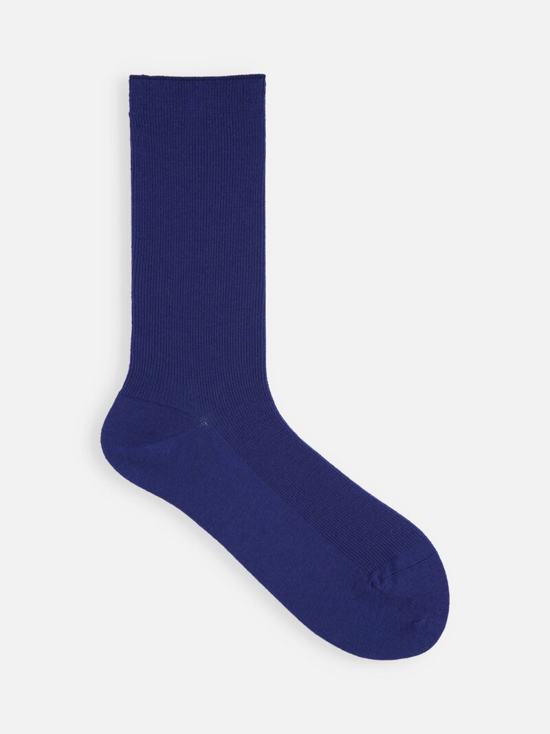 Luxuriöse gerippte Crew-Socken aus Merinowolle S