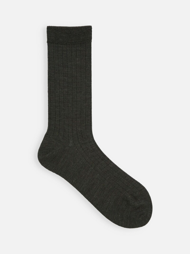 Hochwertige Crew-Socken aus feinster Wollrippe