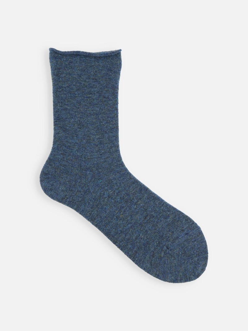 Lambswool Roll Top Plain Low Crew Socks