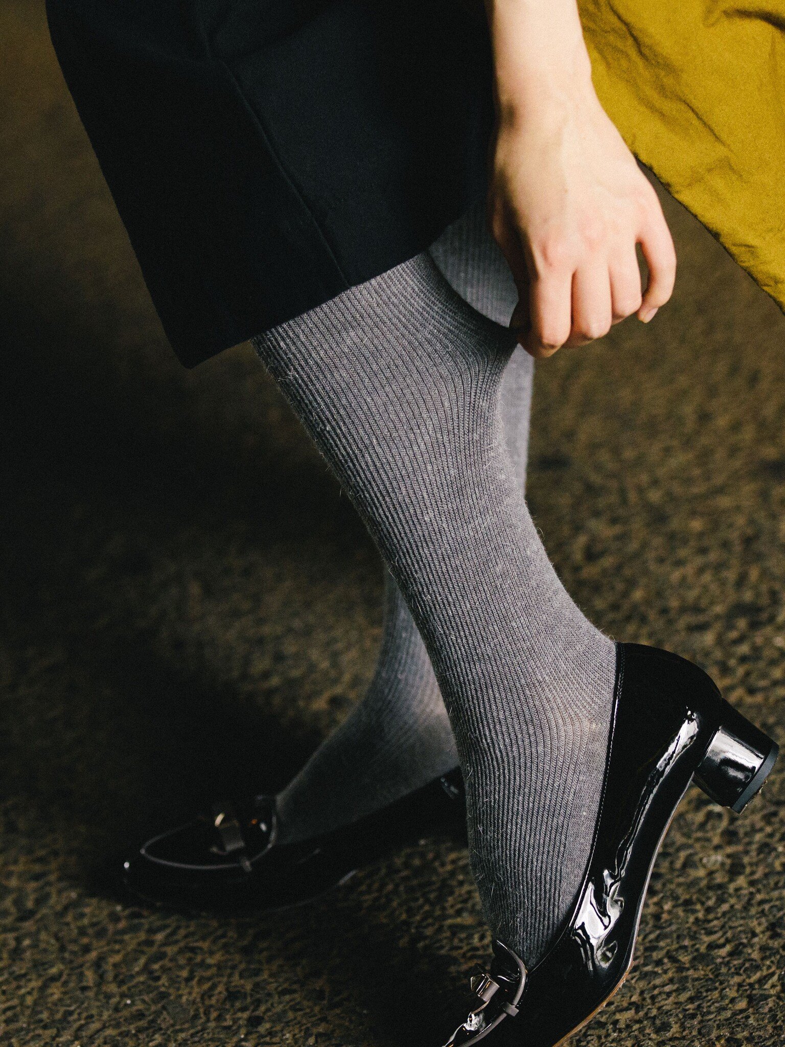 Angora Mixed Rib Tights 400D