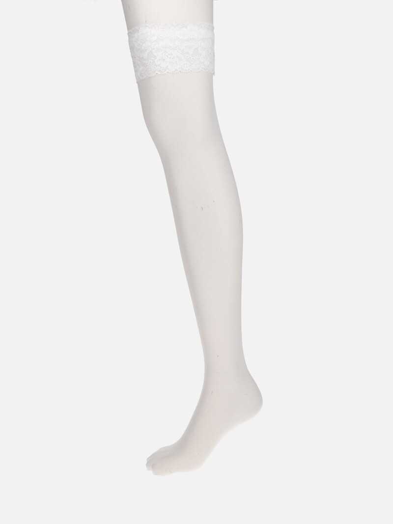 Oberschenkelhohe Socken mit Spitzenabschluss 20D
