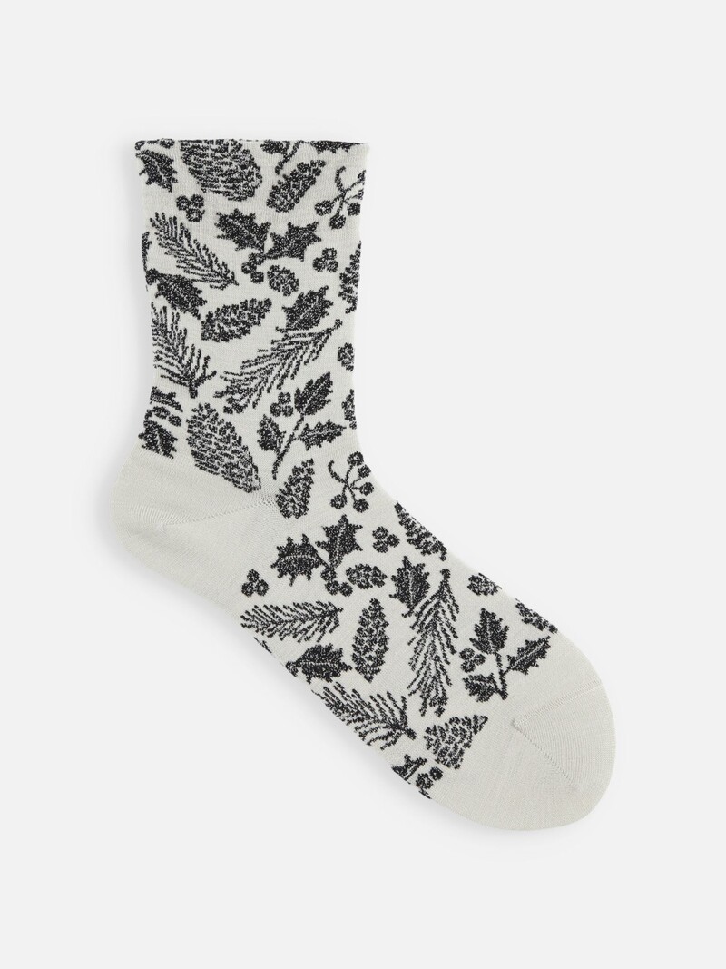 Mi-chaussette motif houx de Noël