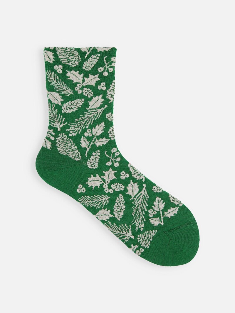 Mi-chaussette motif houx de Noël