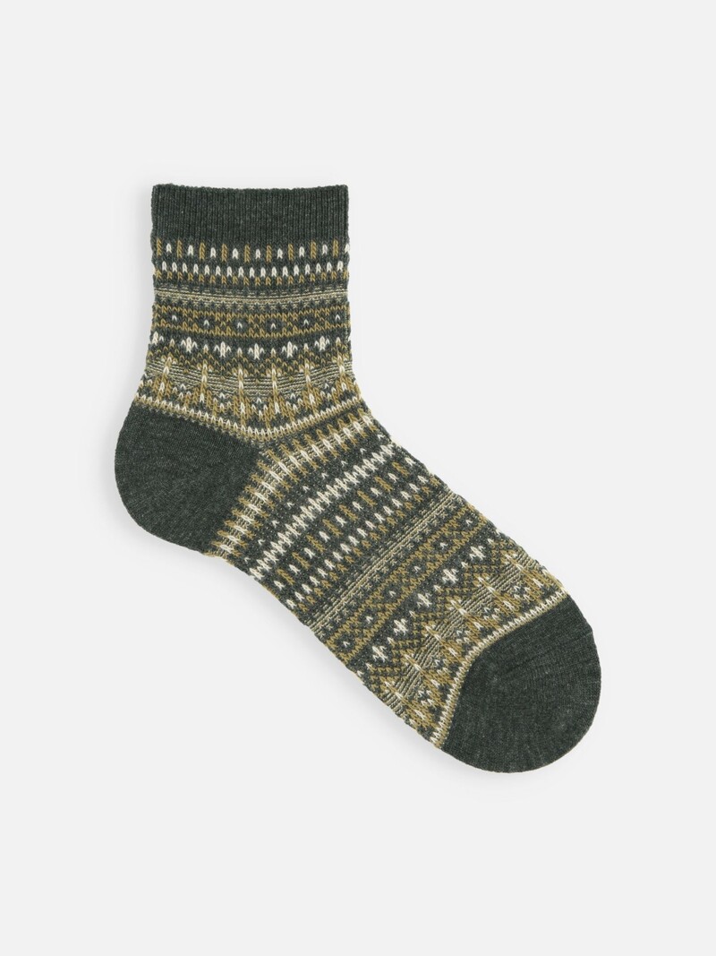 Kurze Woll-Jacquard-Socken mit Fair-Isle-Muster M