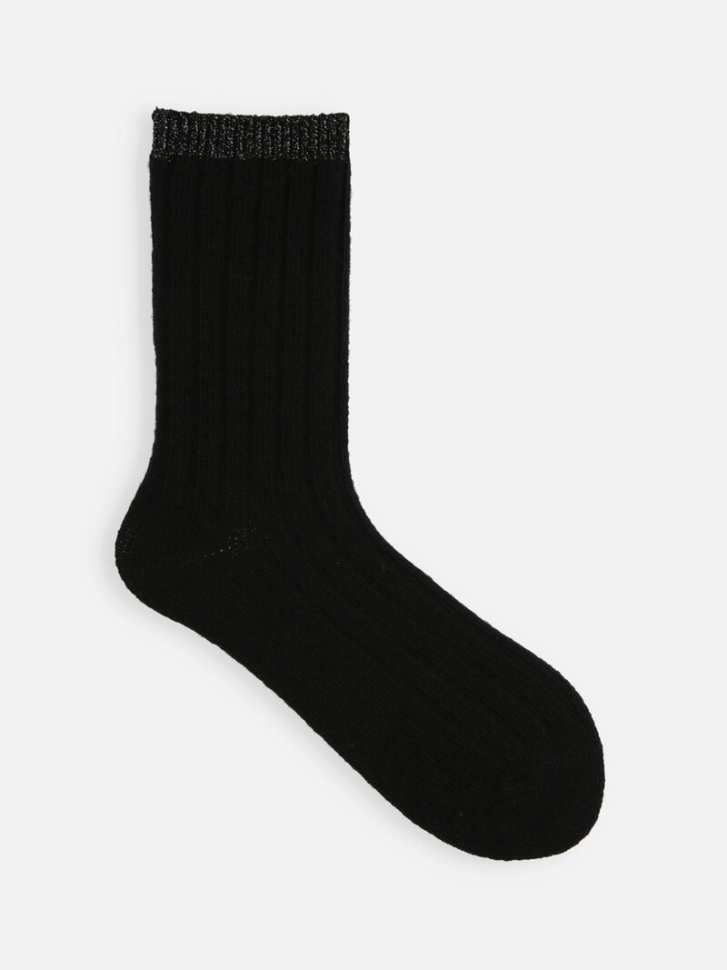 Lambswool Sparkly Top Rib Crew Socks