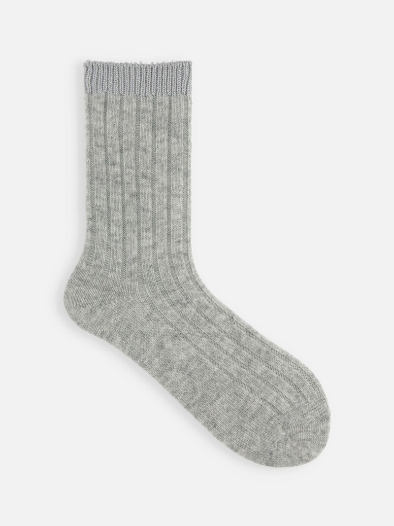 Lambswool Sparkly Top Rib Crew Socks