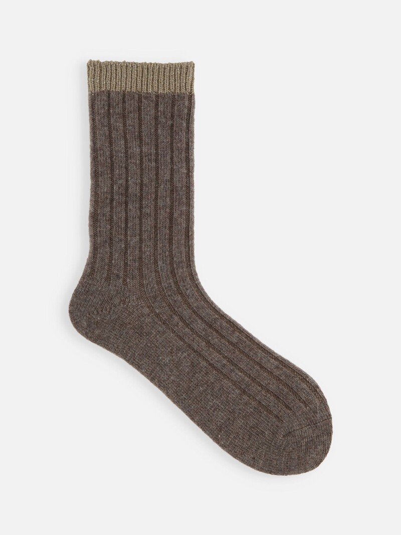 Lambswool Sparkly Top Rib Crew Socks