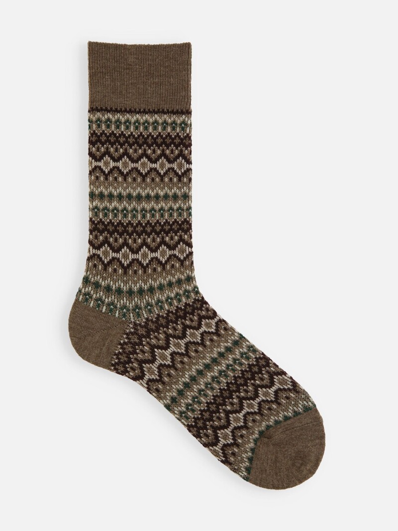 Medias medias Fair Isle jacquard lana M
