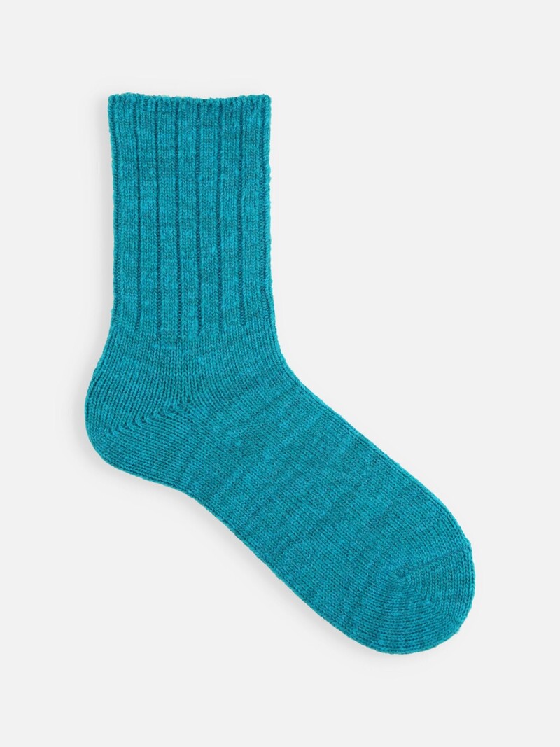 Wool Mix Plain Rib Crew Socks