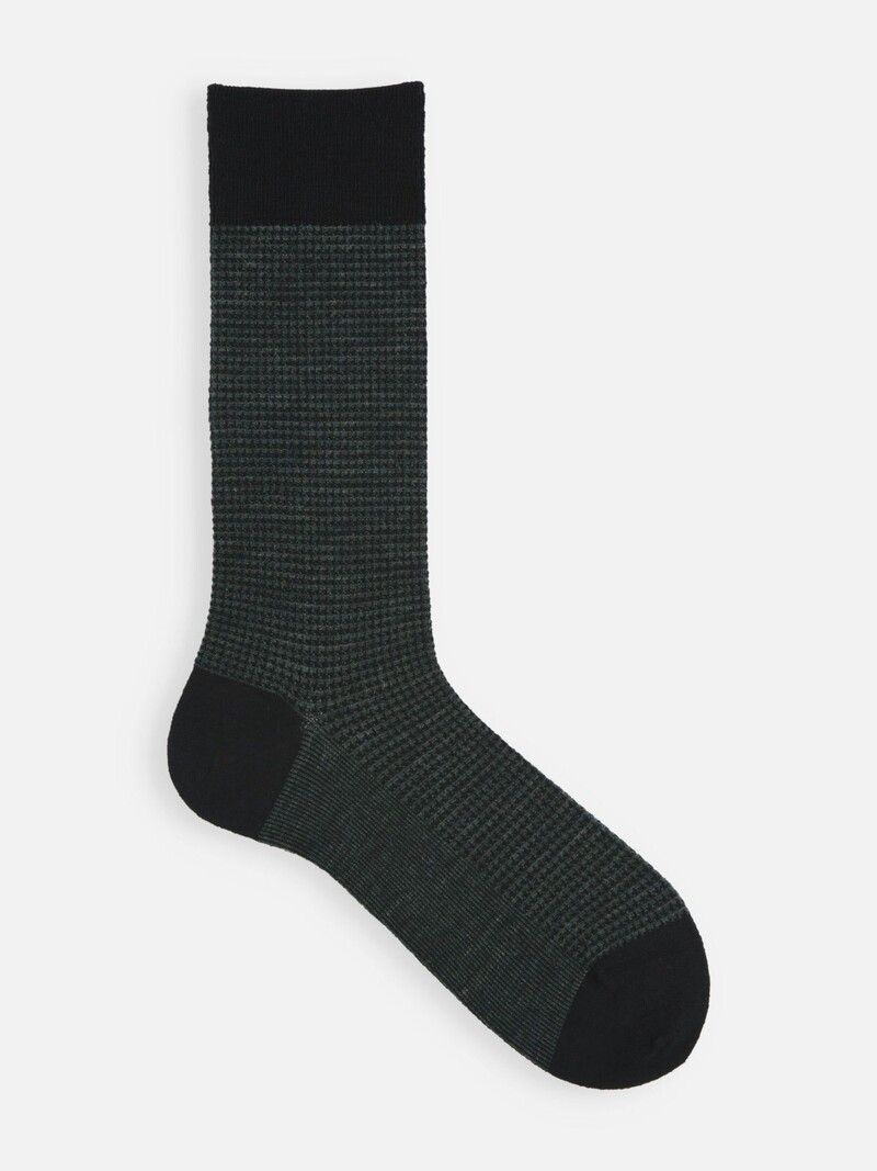 Mittelhohe Socken aus Merinowolle mit Hahnentrittmuster M