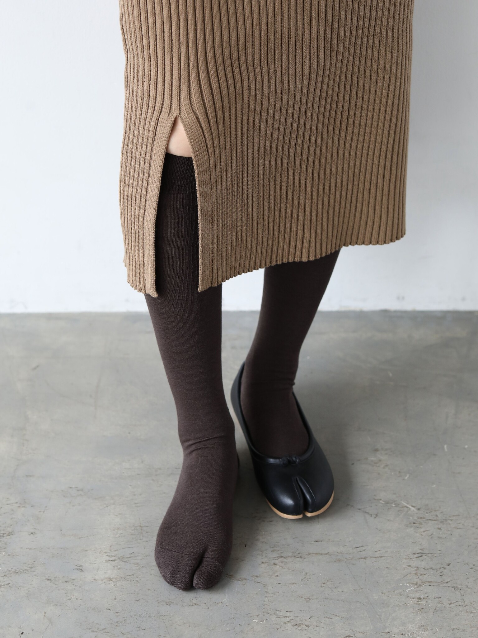 Chaussette haute Tabi unie en laine