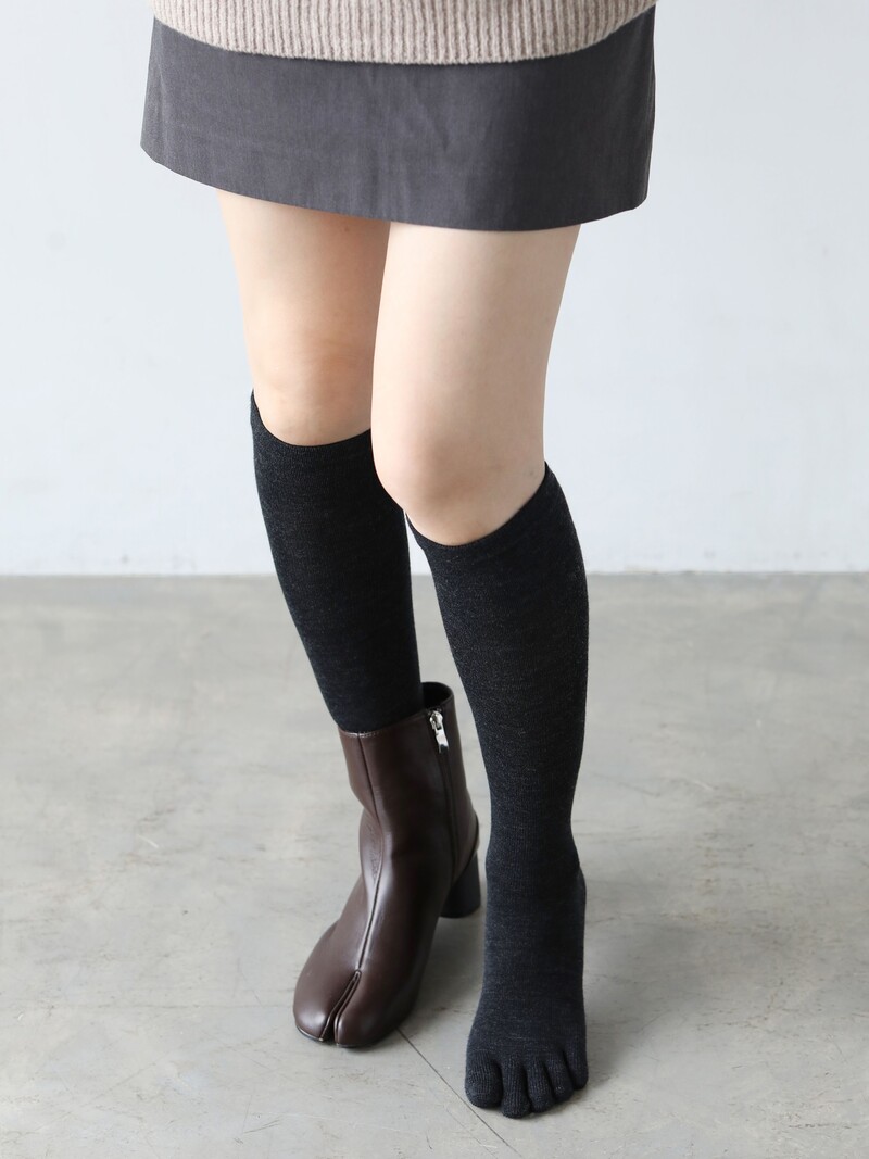 Calzino alto a 5 dita in lana merino fine premium