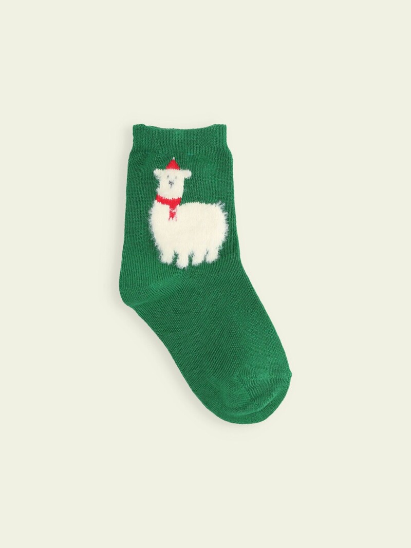 Socquette motif animaux duveteux Enf.16-18cm